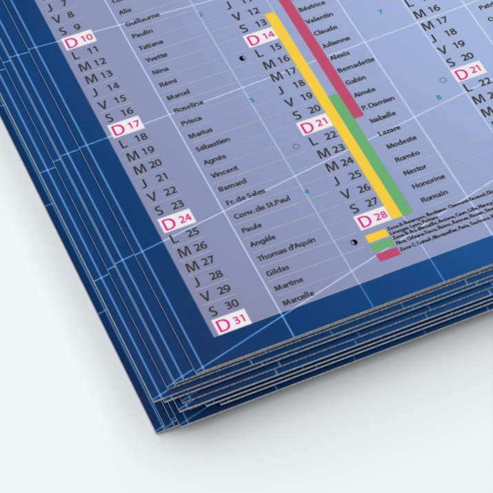 Calendrier de poche CLASSIC - Papier épais rigide 400 g/m2