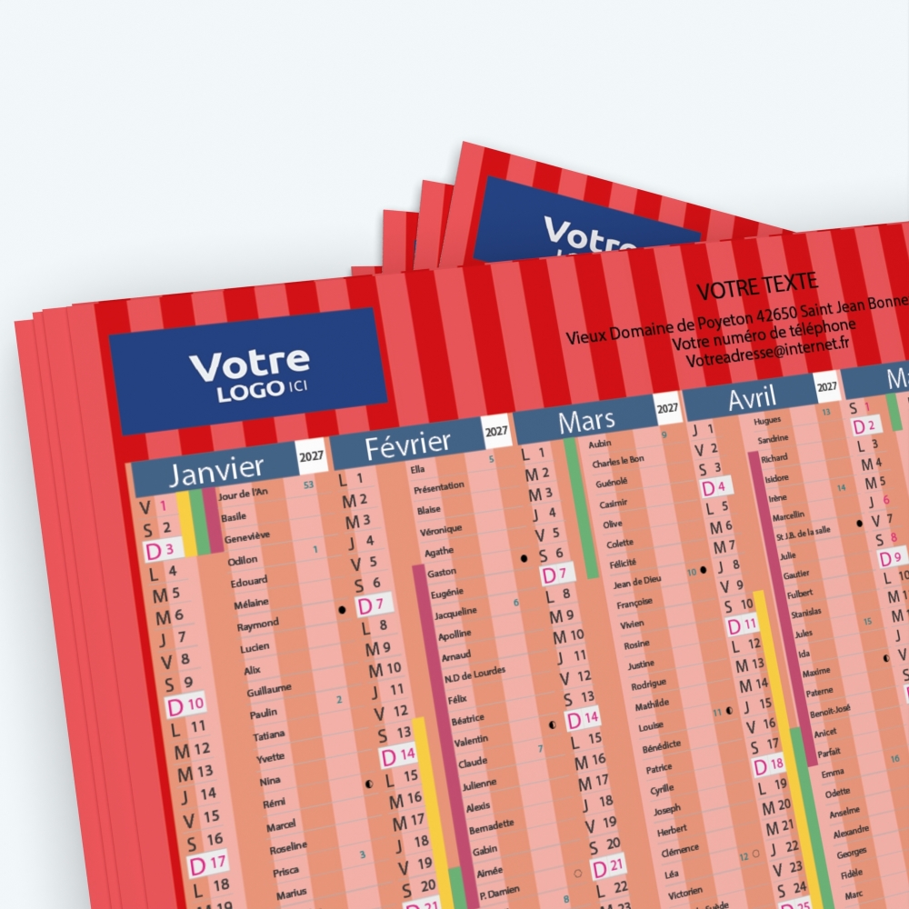 Calendrier de poche CLASSIC - Nombre de photos, logos et texte illimité