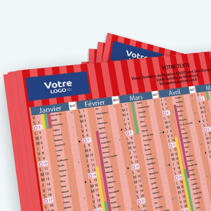 Calendrier de poche CLASSIC - Nombre de photos, logos et texte illimité