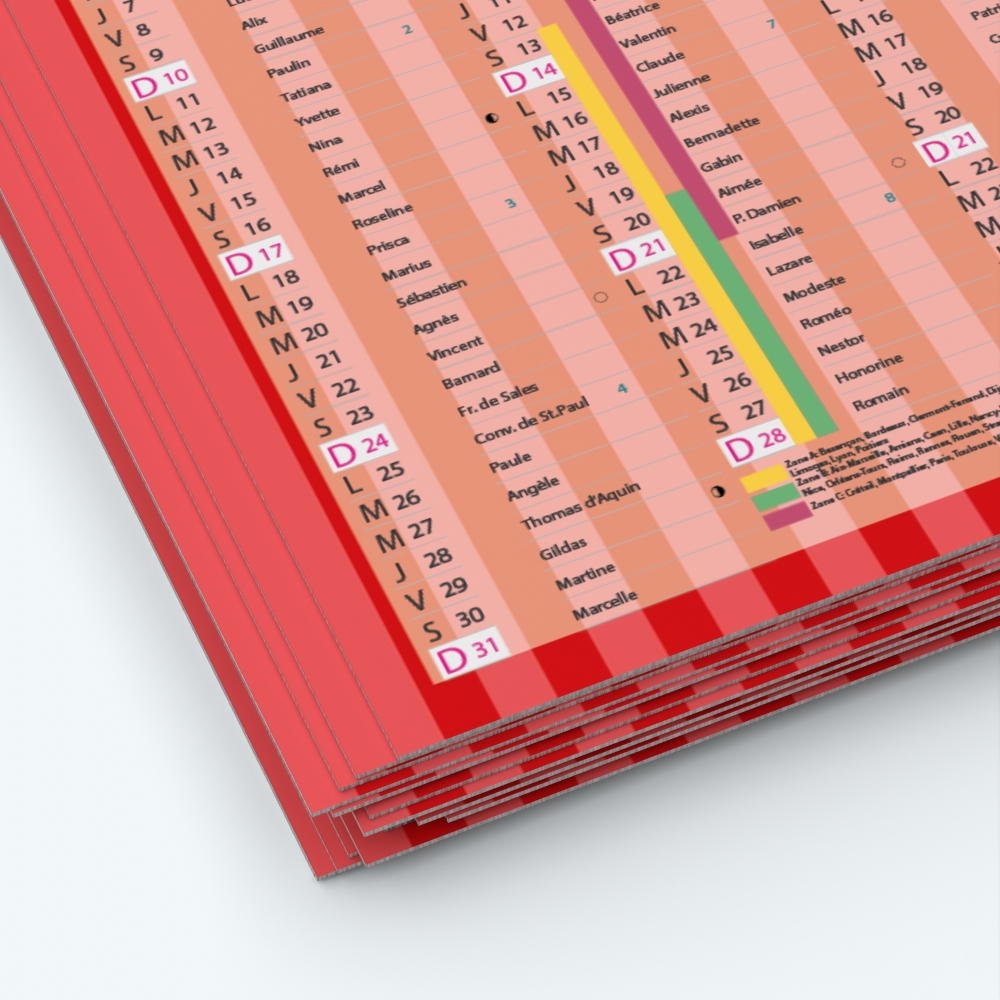 Calendrier de poche CLASSIC - Papier épais rigide 400 g/m2