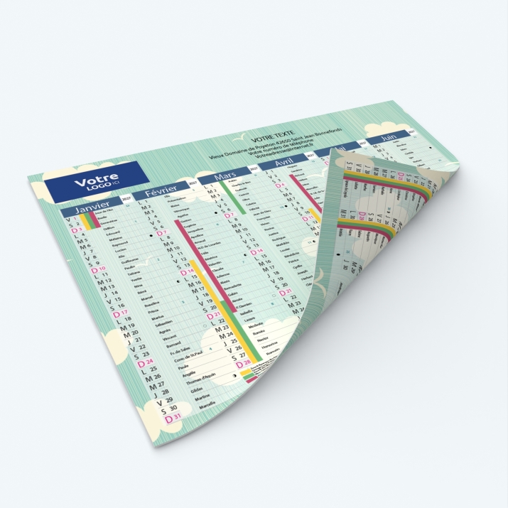 Calendrier de poche CLASSIC - Impression recto/verso