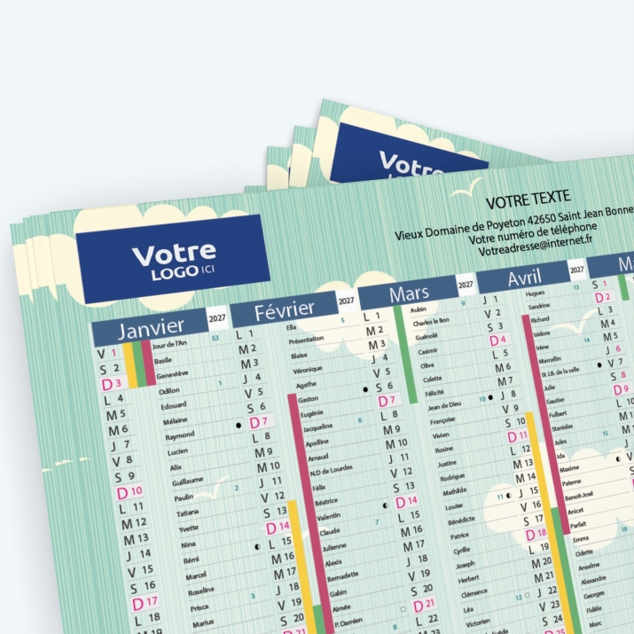 Calendrier de poche CLASSIC - Nombre de photos, logos et texte illimité