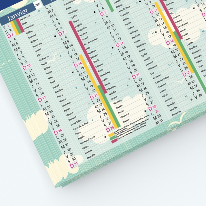 Calendrier de poche CLASSIC - Grille calendaire personnalisable