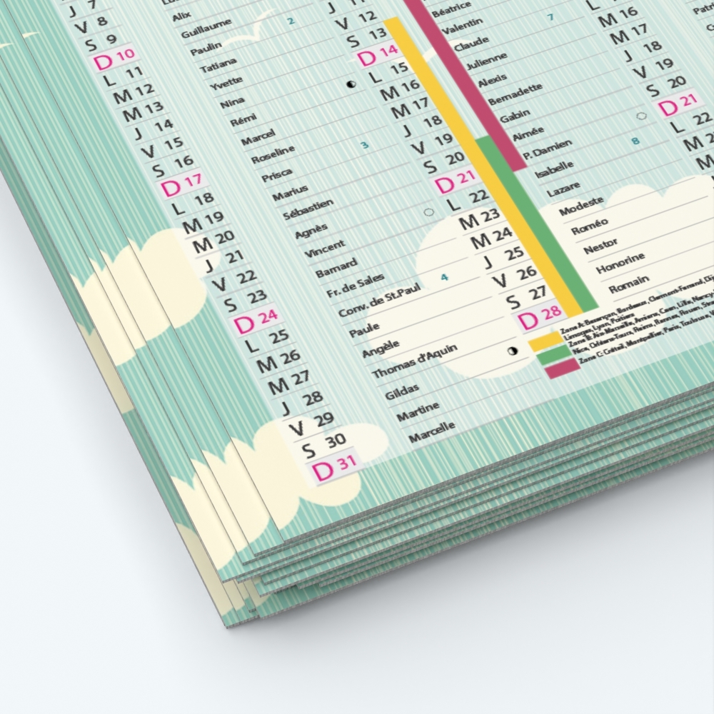 Calendrier de poche CLASSIC - Papier épais rigide 400 g/m2
