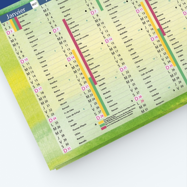 Calendrier de poche CLASSIC - Grille calendaire personnalisable