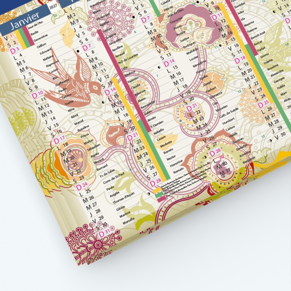 Calendrier de poche CLASSIC - Grille calendaire personnalisable