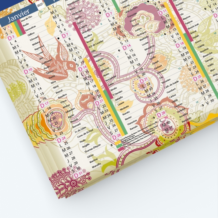 Calendrier de poche CLASSIC - Grille calendaire personnalisable