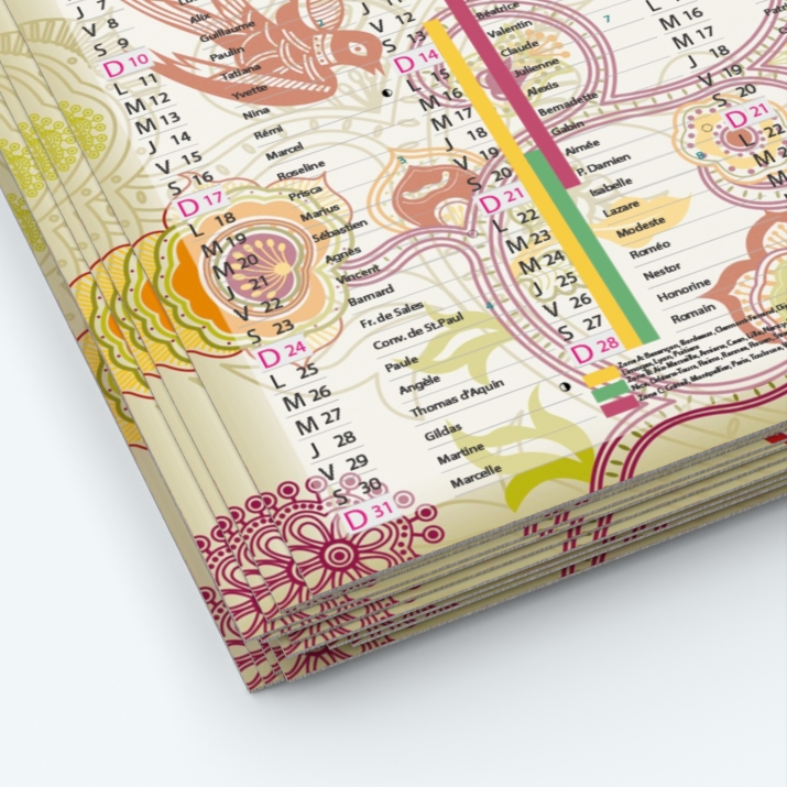 Calendrier de poche CLASSIC - Papier épais rigide 400 g/m2