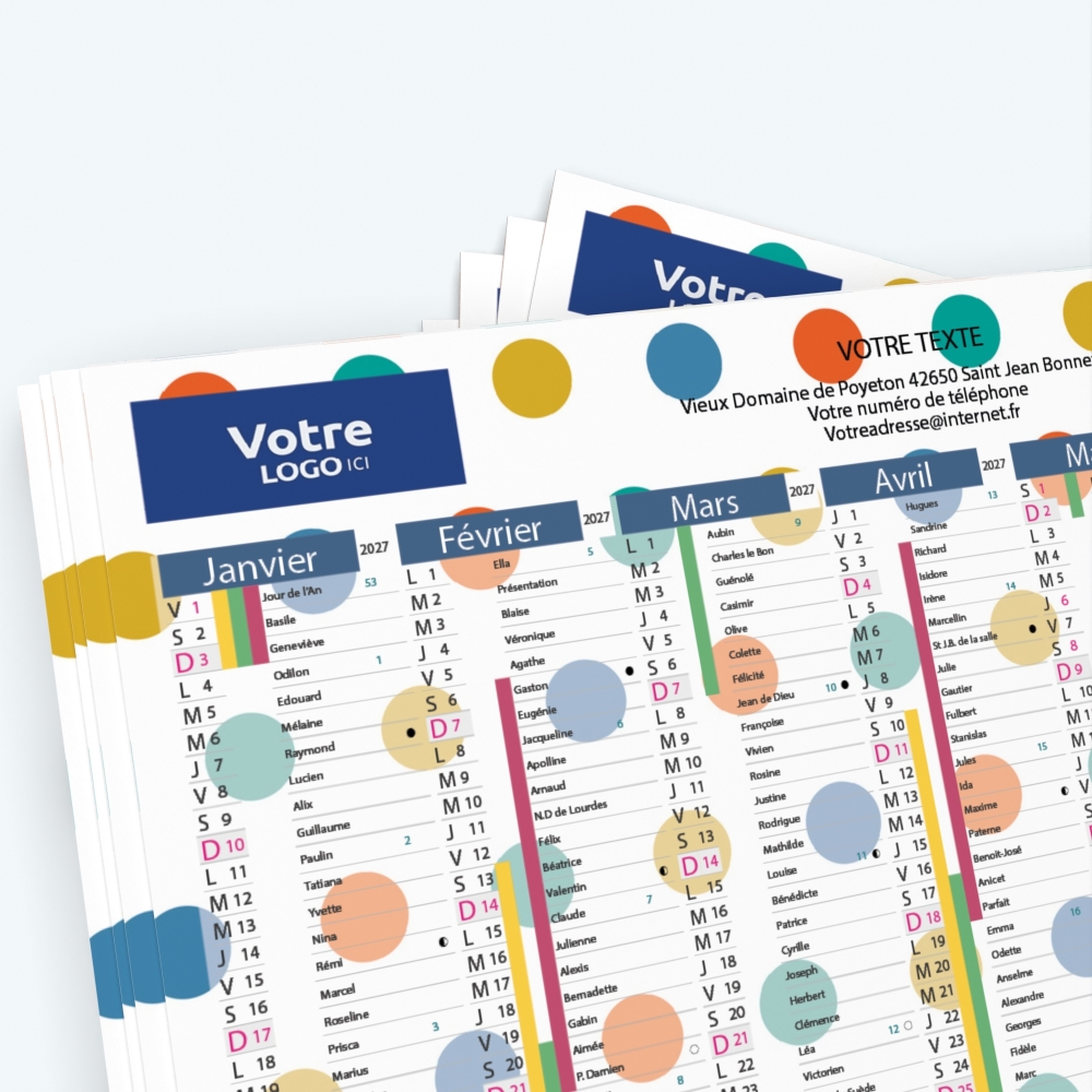 Calendrier de poche CLASSIC - Nombre de photos, logos et texte illimité