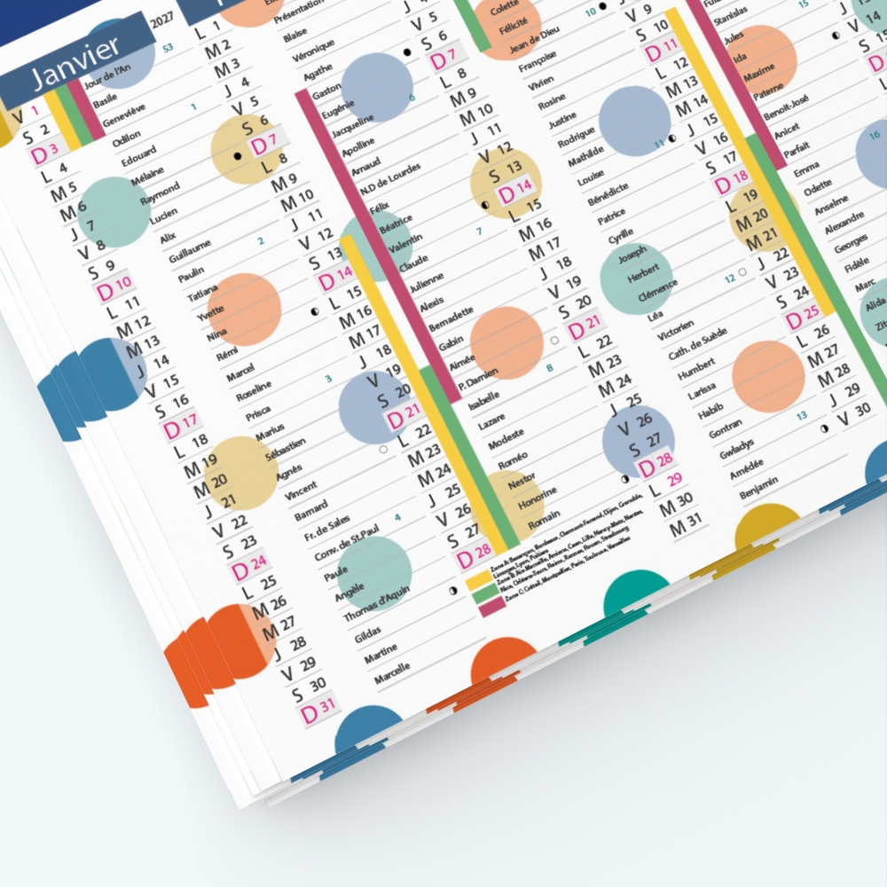 Calendrier de poche CLASSIC - Grille calendaire personnalisable