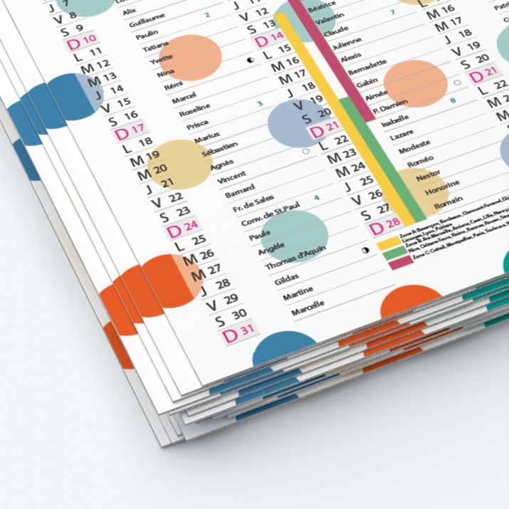 Calendrier de poche CLASSIC - Papier épais rigide 400 g/m2
