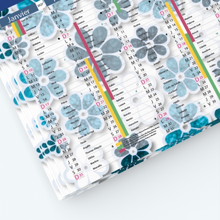 Calendrier de poche CLASSIC - Grille calendaire personnalisable