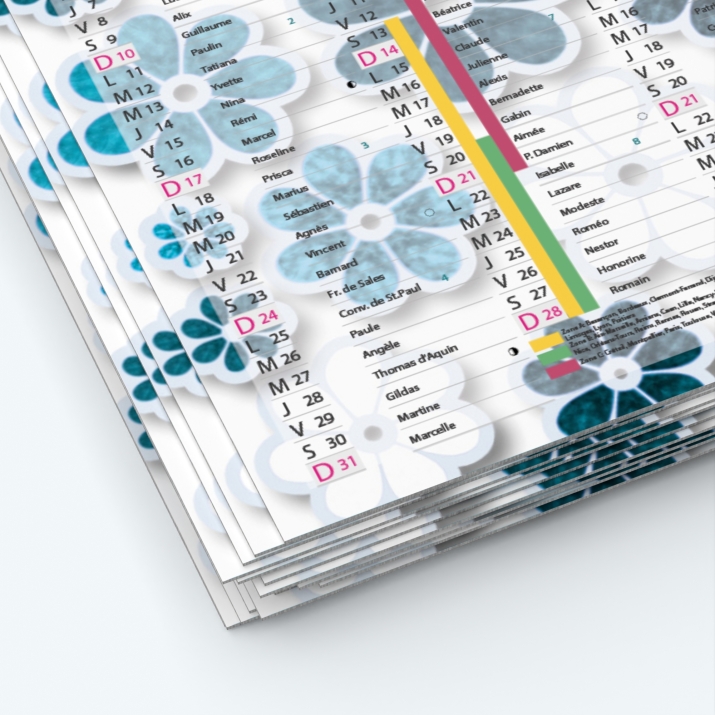 Calendrier de poche CLASSIC - Papier épais rigide 400 g/m2