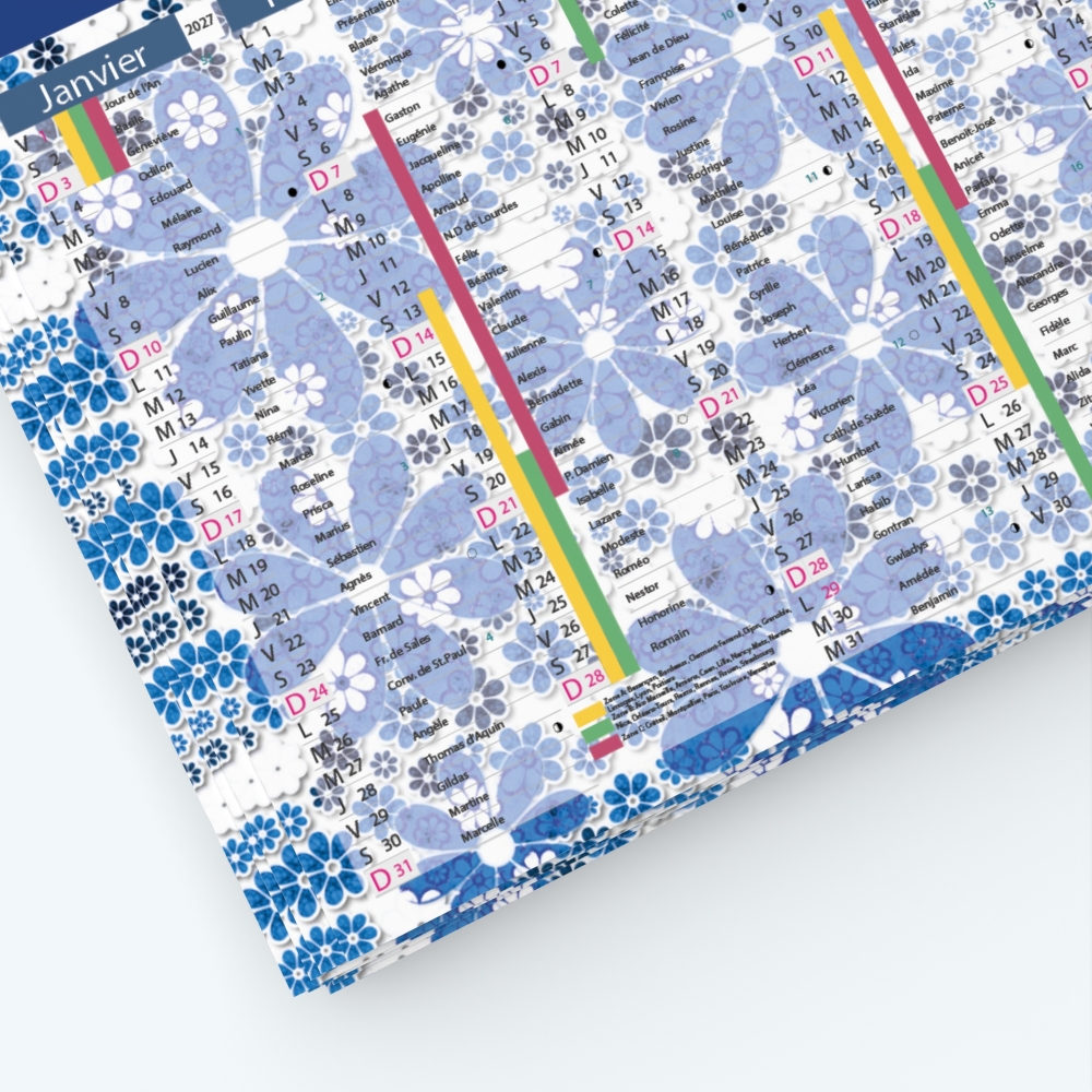 Calendrier de poche CLASSIC - Grille calendaire personnalisable