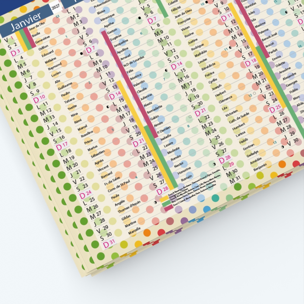 Calendrier de poche CLASSIC - Grille calendaire personnalisable