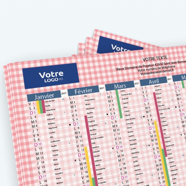 Calendrier de poche CLASSIC - Nombre de photos, logos et texte illimité