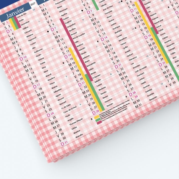 Calendrier de poche CLASSIC - Grille calendaire personnalisable