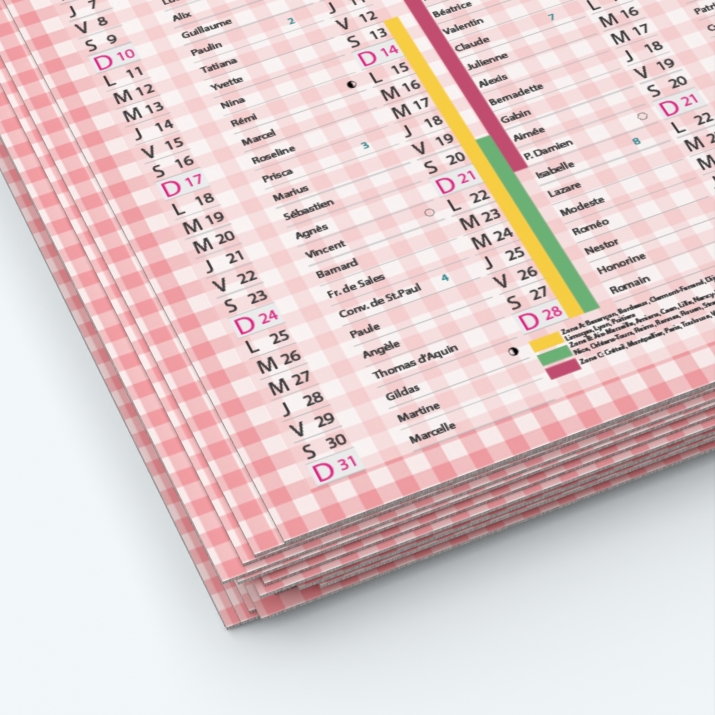 Calendrier de poche CLASSIC - Papier épais rigide 400 g/m2