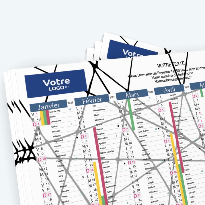 Calendrier de poche CLASSIC - Nombre de photos, logos et texte illimité