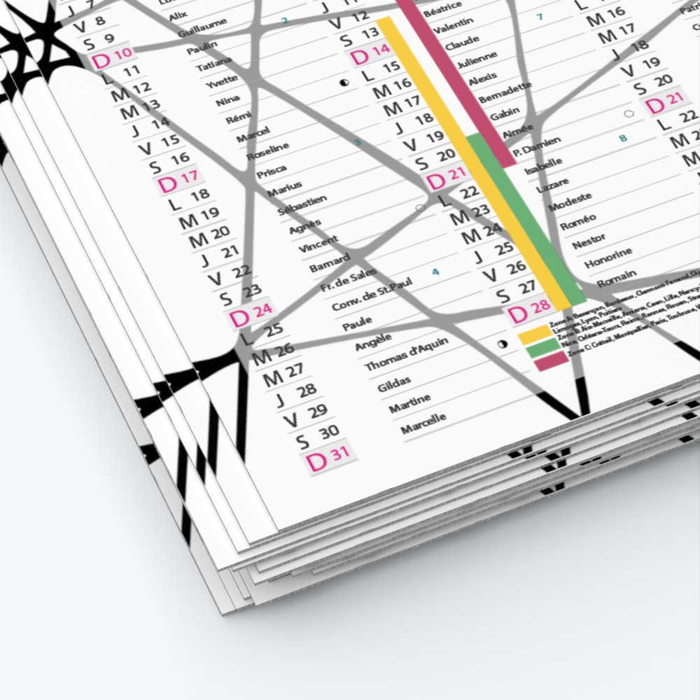 Calendrier de poche CLASSIC - Papier épais rigide 400 g/m2