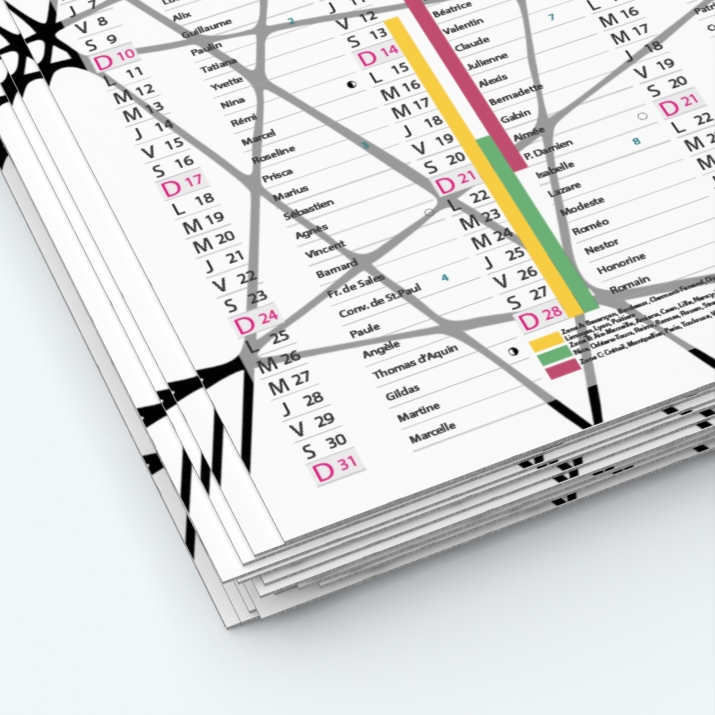 Calendrier de poche CLASSIC - Papier épais rigide 400 g/m2
