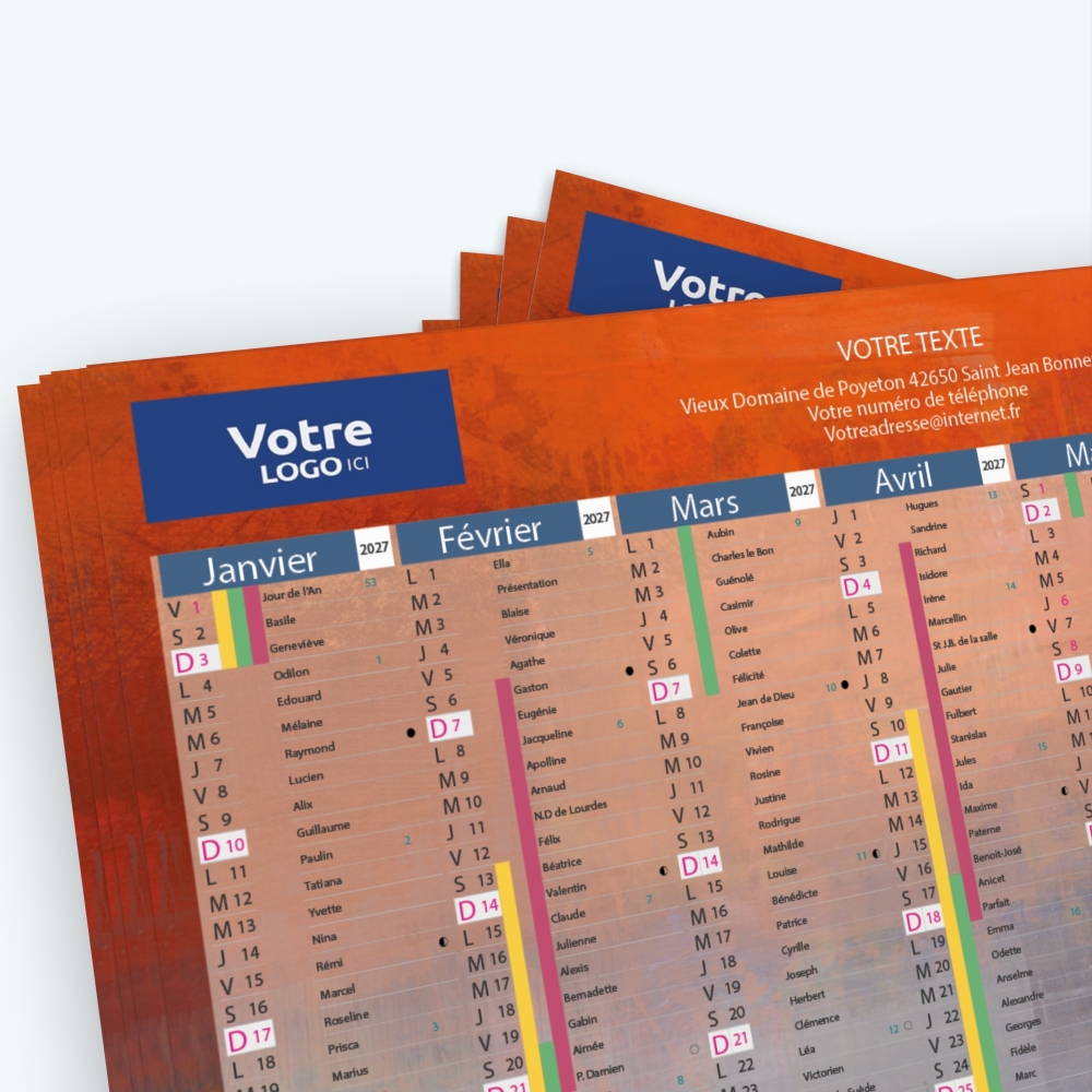 Calendrier de poche CLASSIC - Nombre de photos, logos et texte illimité