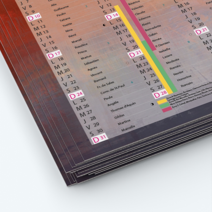 Calendrier de poche CLASSIC - Papier épais rigide 400 g/m2
