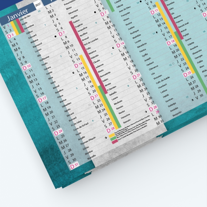 Calendrier de poche CLASSIC - Grille calendaire personnalisable