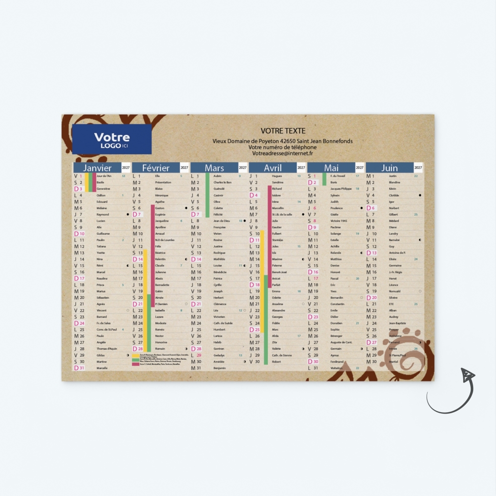 Calendrier de poche CLASSIC