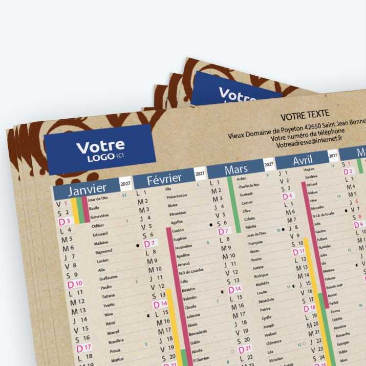 Calendrier de poche CLASSIC - Nombre de photos, logos et texte illimité