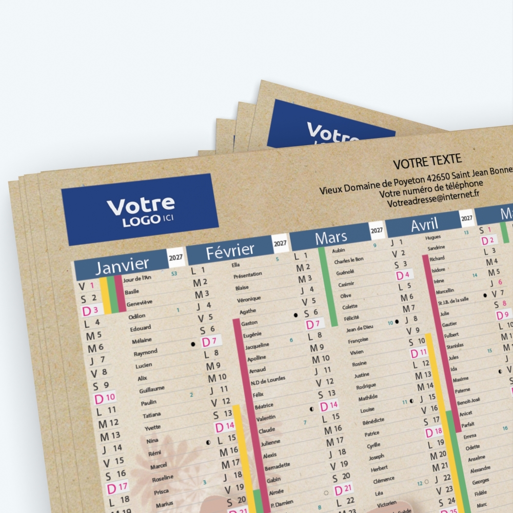 Calendrier de poche CLASSIC - Nombre de photos, logos et texte illimité