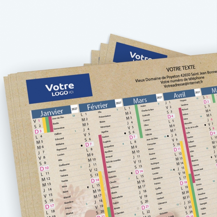 Calendrier de poche CLASSIC - Nombre de photos, logos et texte illimité