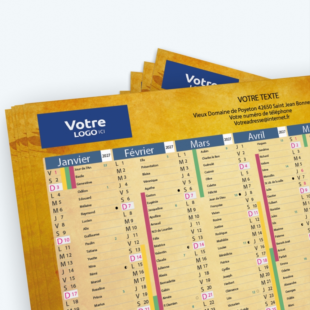 Calendrier de poche CLASSIC - Nombre de photos, logos et texte illimité