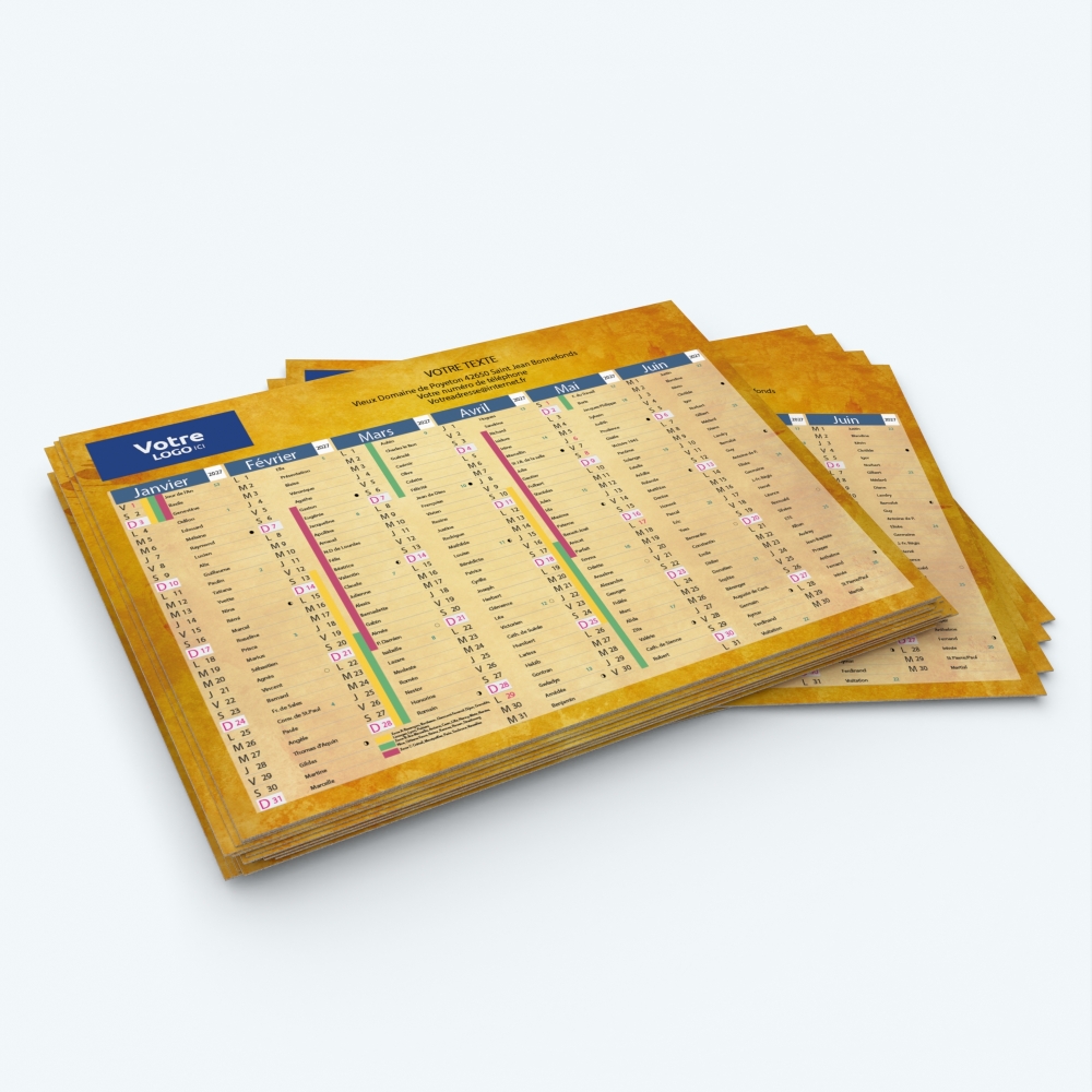 Calendrier de poche CLASSIC - Minimum de commande : 25 exemplaires