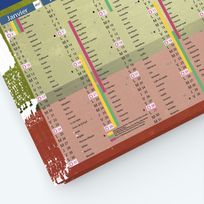 Calendrier de poche CLASSIC - Grille calendaire personnalisable