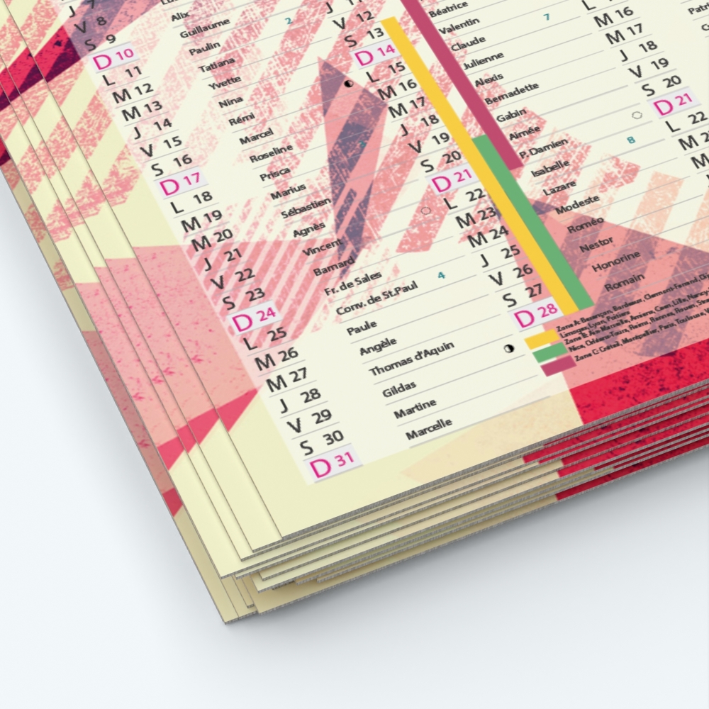 Calendrier de poche CLASSIC - Papier épais rigide 400 g/m2
