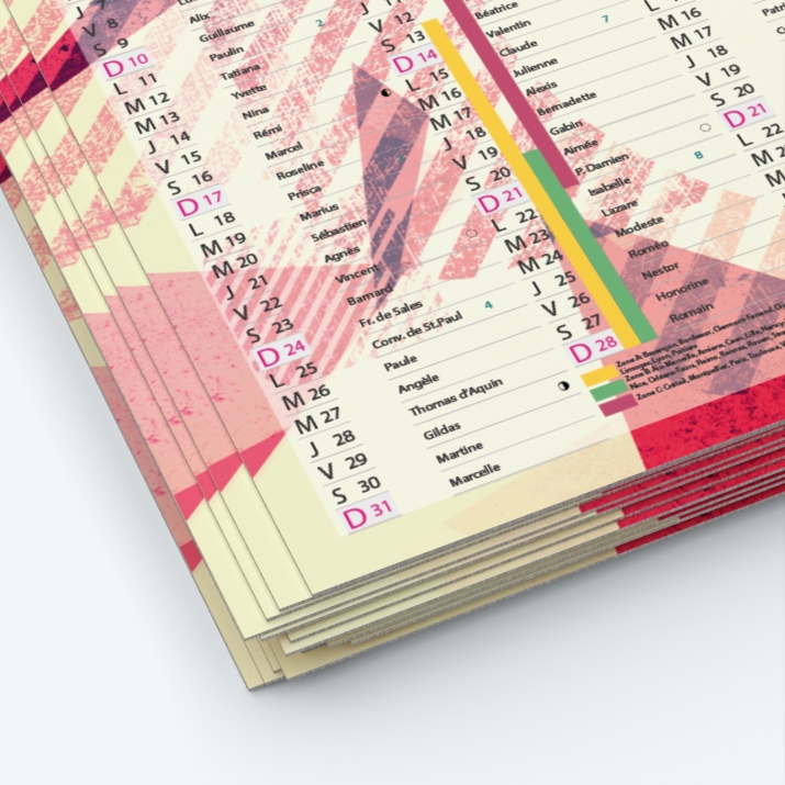 Calendrier de poche CLASSIC - Papier épais rigide 400 g/m2