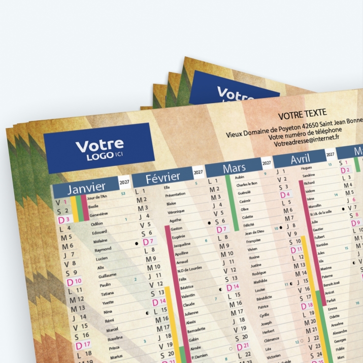 Calendrier de poche CLASSIC - Nombre de photos, logos et texte illimité