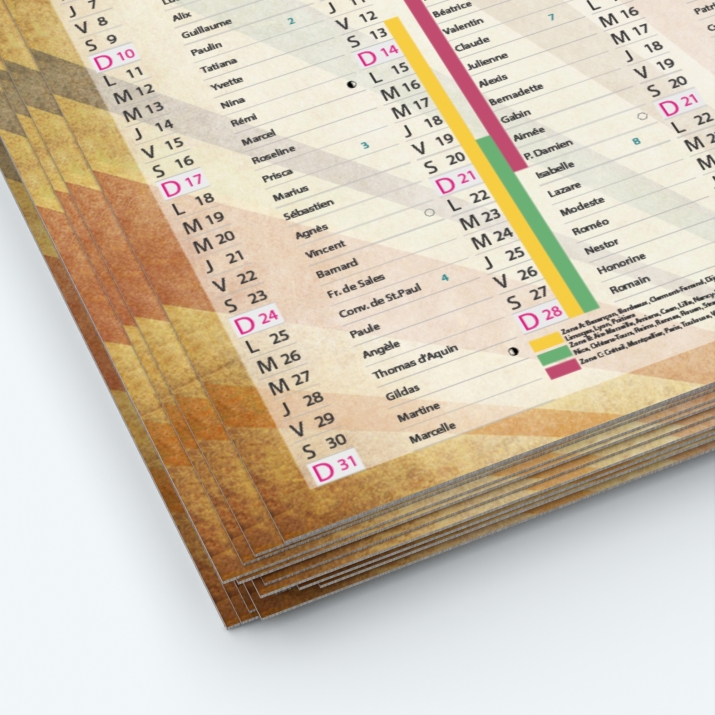 Calendrier de poche CLASSIC - Papier épais rigide 400 g/m2