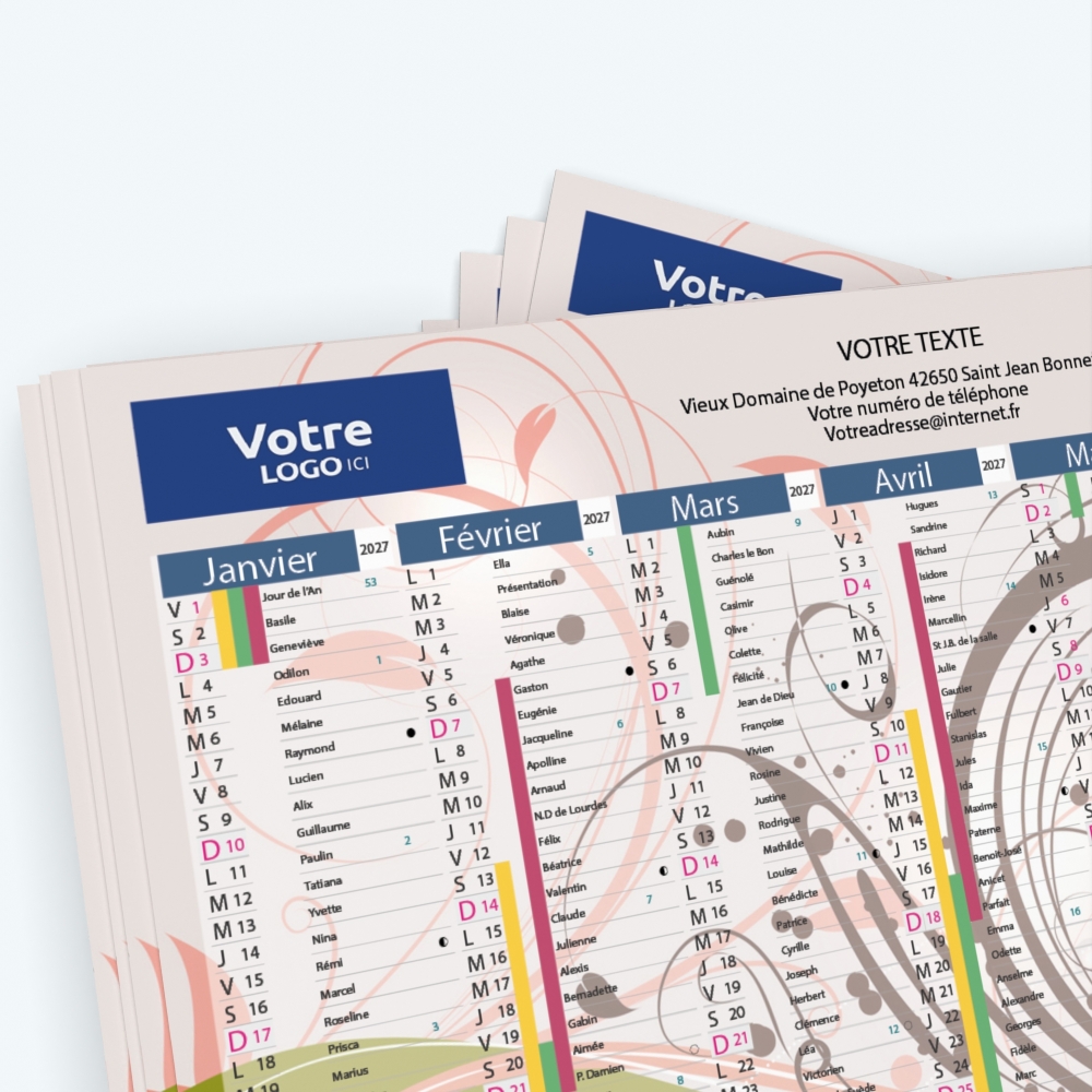 Calendrier de poche CLASSIC - Nombre de photos, logos et texte illimité