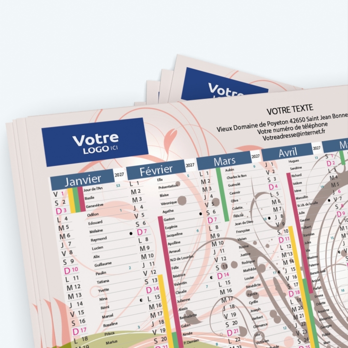 Calendrier de poche CLASSIC - Nombre de photos, logos et texte illimité