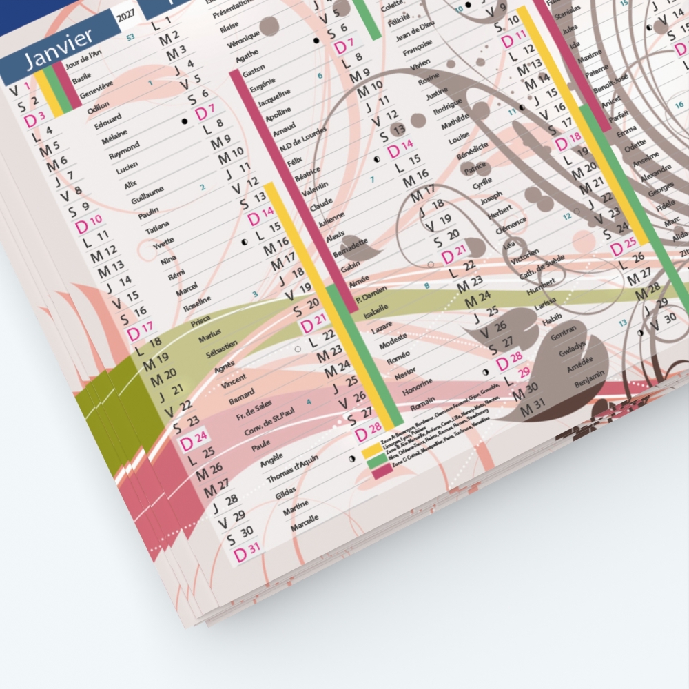 Calendrier de poche CLASSIC - Grille calendaire personnalisable