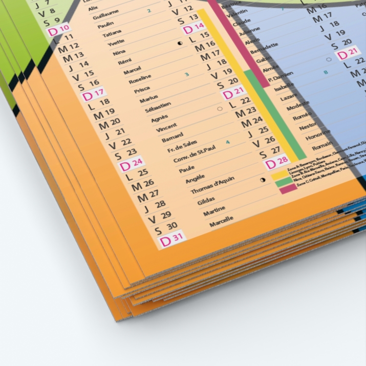 Calendrier de poche CLASSIC - Papier épais rigide 400 g/m2