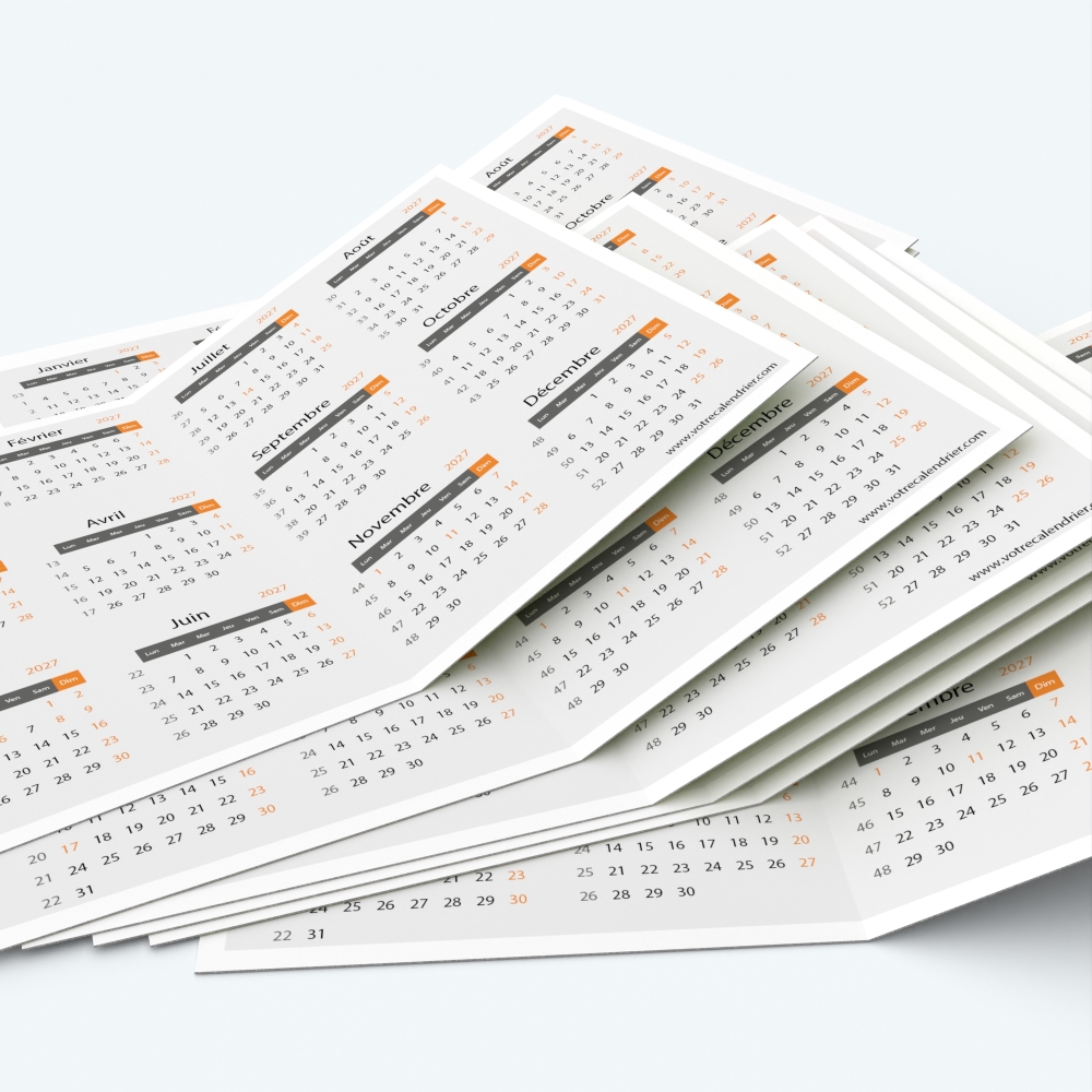 Calendrier de poche DOUBLE - Minimum de commande : 25 exemplaires