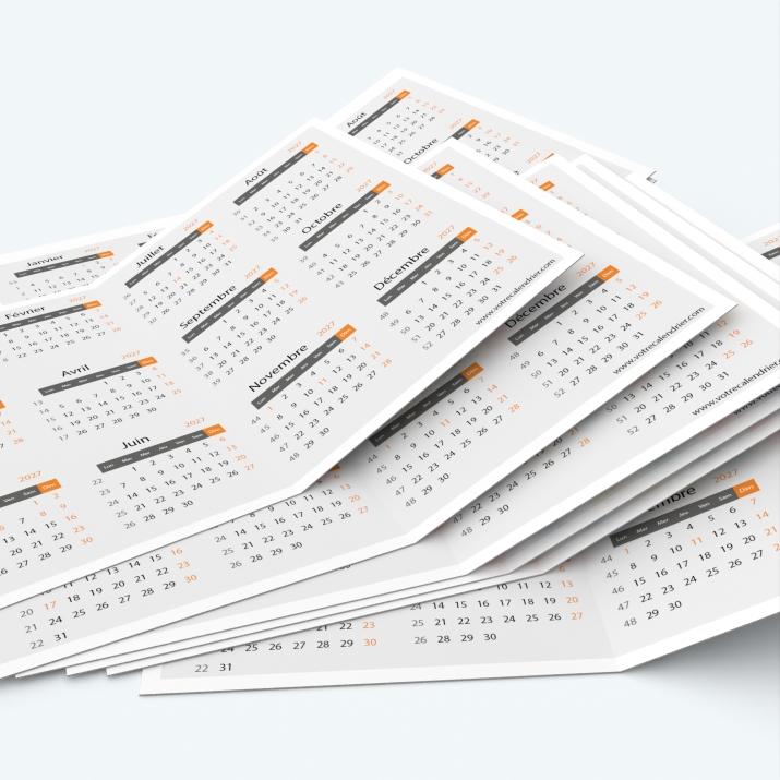 Calendrier de poche DOUBLE - Minimum de commande : 25 exemplaires