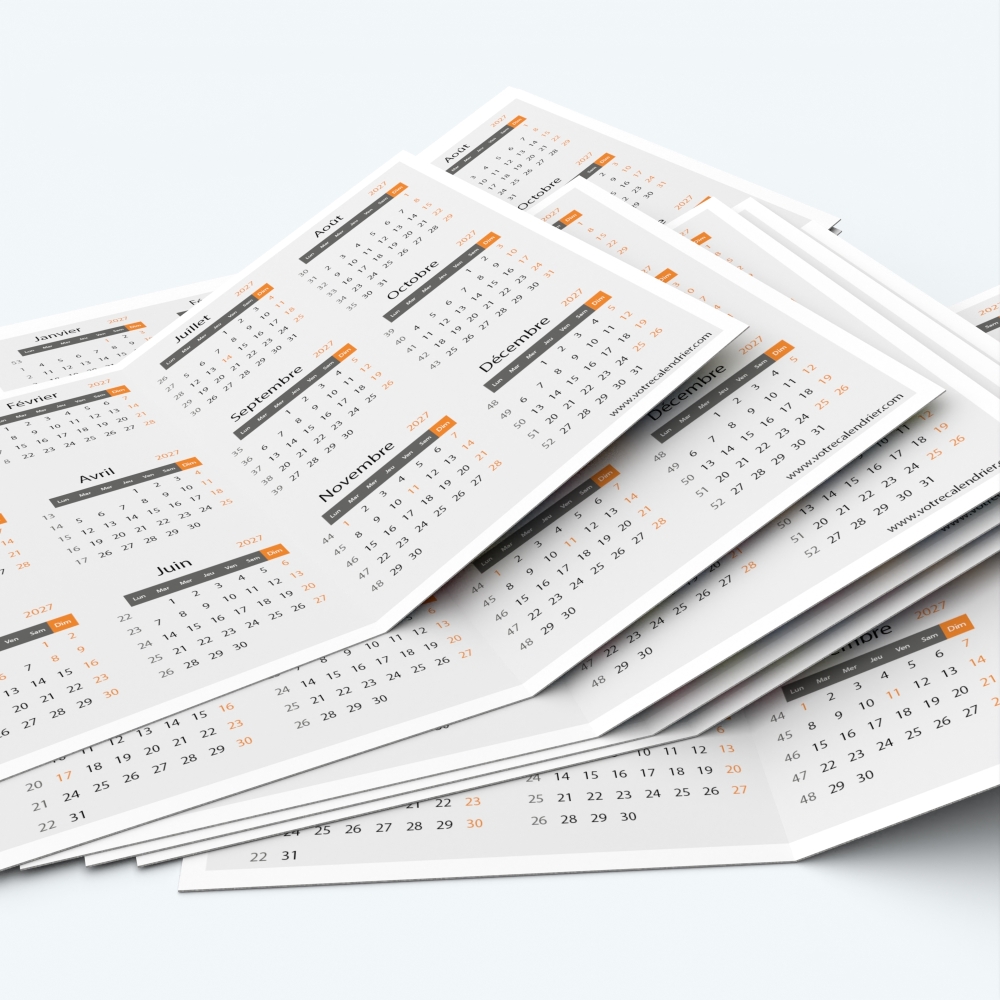 Calendrier de poche DOUBLE - Minimum de commande : 25 exemplaires