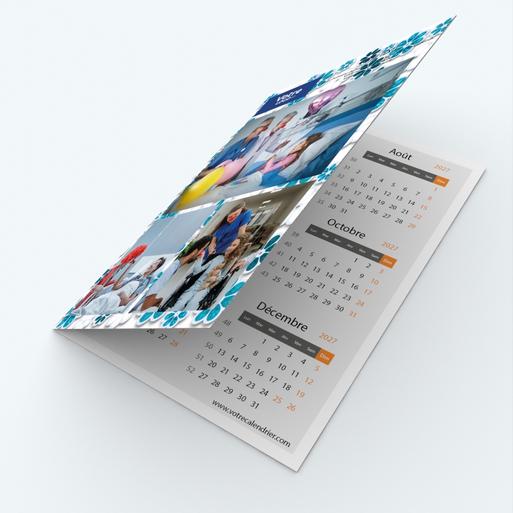 Calendrier de poche DOUBLE - Avant et dos entièrement personnalisables