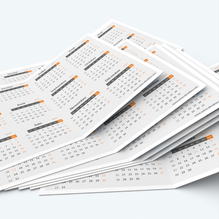 Calendrier de poche DOUBLE - Minimum de commande : 25 exemplaires