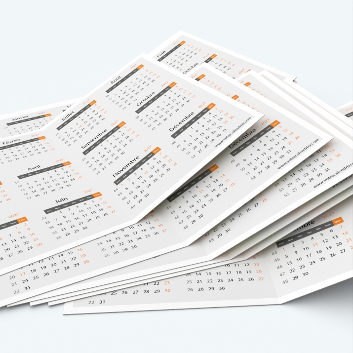 Calendrier de poche DOUBLE - Minimum de commande : 25 exemplaires