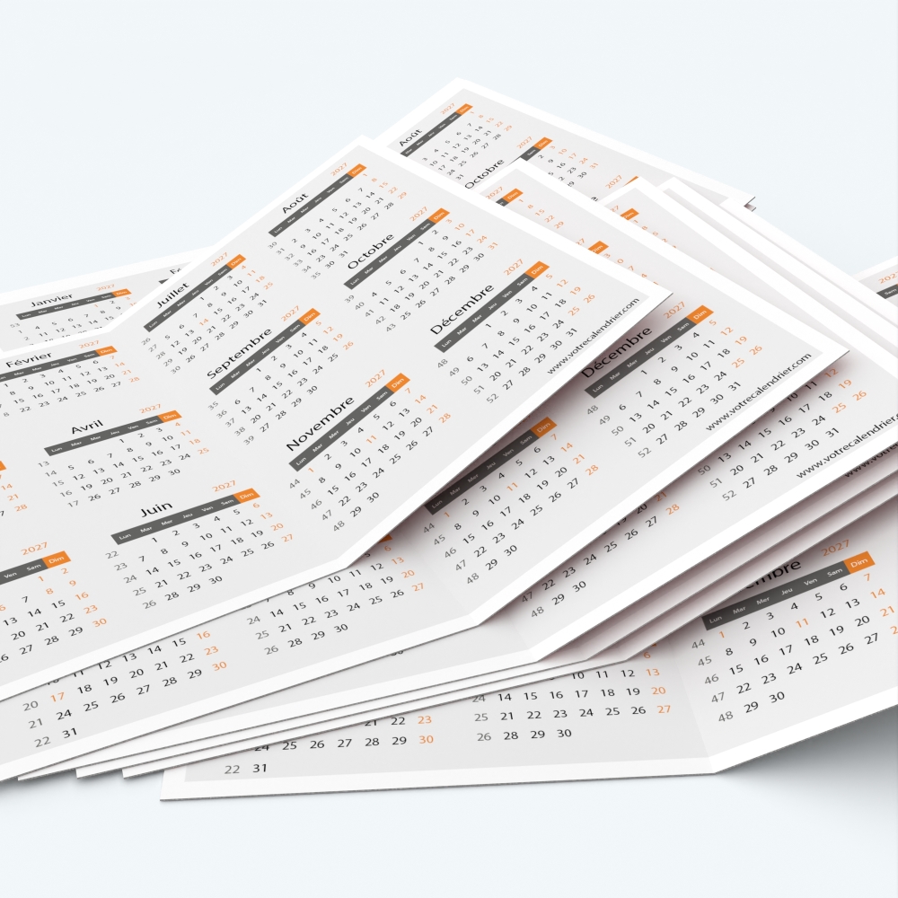 Calendrier de poche DOUBLE - Minimum de commande : 25 exemplaires
